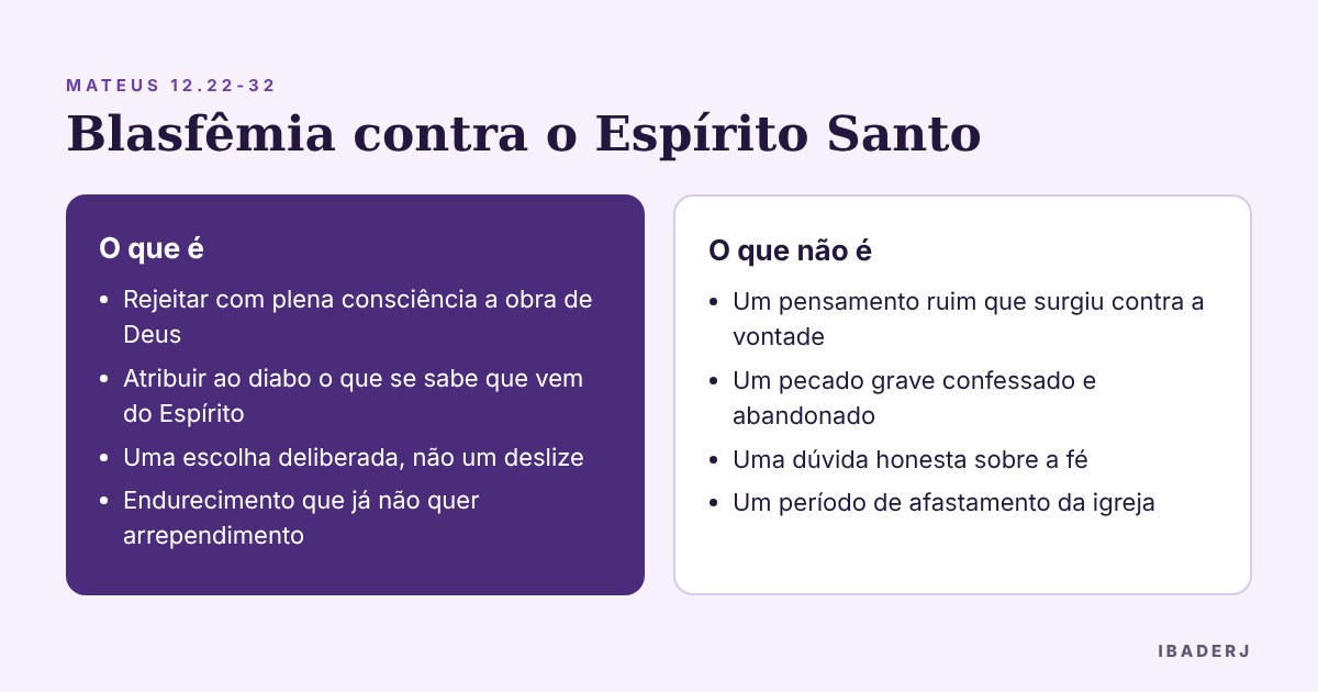 Blasfêmia contra o Espírito Santo: o que é e o que não é, segundo Mateus 12
